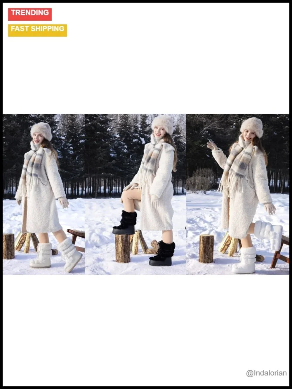 Faux Fur Water-Resistant Mid-Calf Snow Boots with Lace-Up & Platform